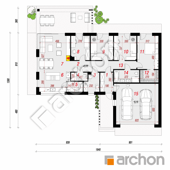 Проект будинку ARCHON+ Будинок в ялівці 3 (Г2) План першого поверху