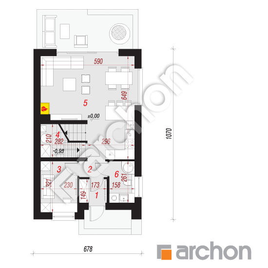 Проект дома ARCHON+ Дом в клематисах 2 План першого поверху