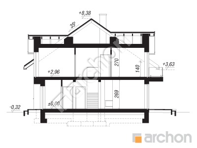 Проект дома ARCHON+ Дом в клематисах 2 Розріз будинку