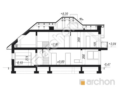 Проєкт будинку ARCHON+ Будинок в сливах 2 (Г) Розріз будинку