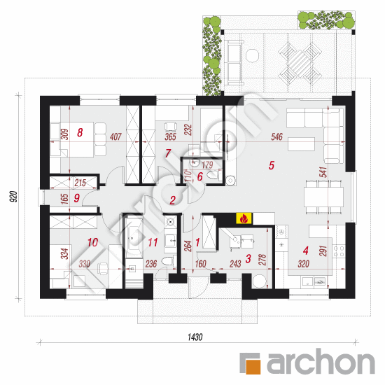 Проект будинку ARCHON+ Будинок у вівсянниці 4 План першого поверху