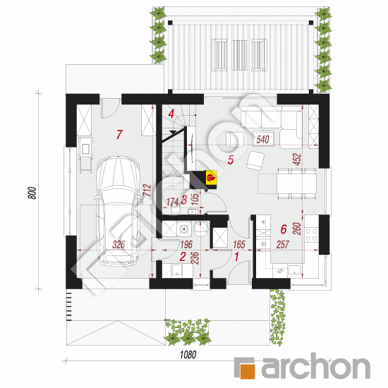 Проект будинку ARCHON+ Будинок в брусниці (ГН) План першого поверху