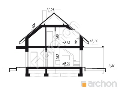 Проект дома ARCHON+ Дом в бруснике (ГН) Розріз будинку