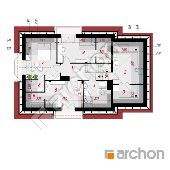 Проект дома ARCHON+ Дом в нектаринах 2 (П) вер.2 План мансандри