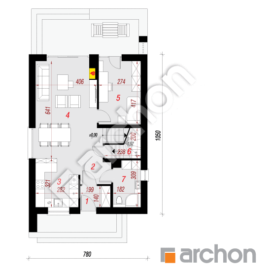 Проект будинку ARCHON+ Будинок в сон-траві 5 План першого поверху