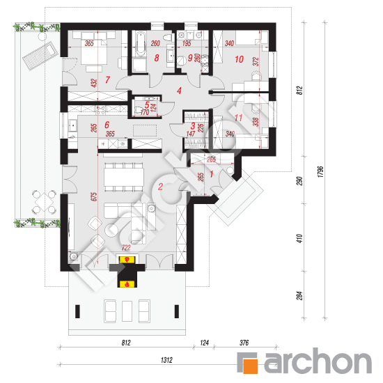 Проект будинку ARCHON+ Будинок в козельці вер. 2 План першого поверху