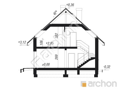 Проект дома ARCHON+ Дом в деванне вер.2 Розріз будинку
