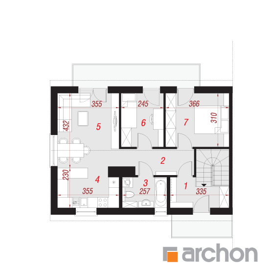Проект дома ARCHON+ Дом в халезиях (Р2Б) План мансандри