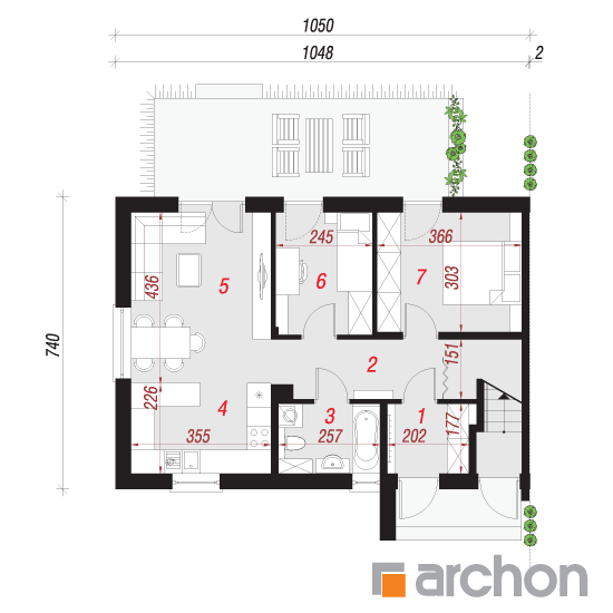 Проект будинку ARCHON+ Будинок в халезіях (Р2Б) План першого поверху