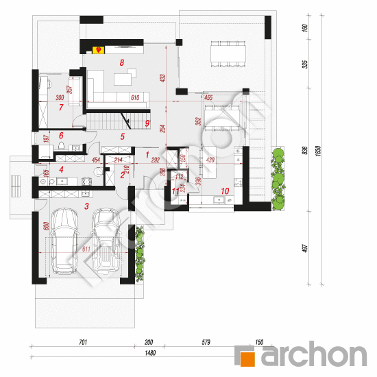 Проект будинку ARCHON+ Вілла Луна 2 (Г2Е) План першого поверху