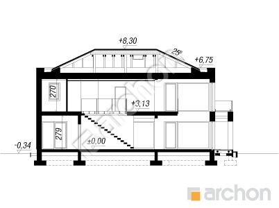 Проєкт будинку ARCHON+ Вілла Луна 2 (Г2Е) Розріз будинку