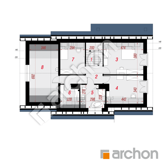 Проект дома ARCHON+ Дом в хлорофитуме 5 (Г) План мансандри
