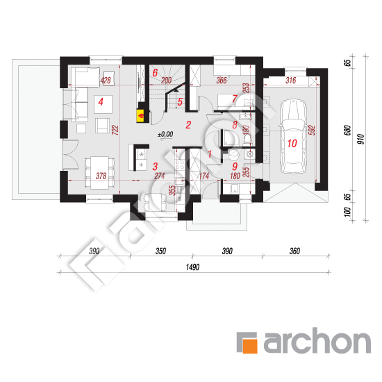 Проект дома ARCHON+ Дом в горошке 2 вер.3 План першого поверху