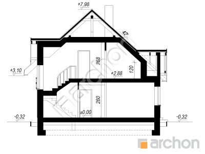Проект дома ARCHON+ Дом в горошке 2 вер.3 Розріз будинку