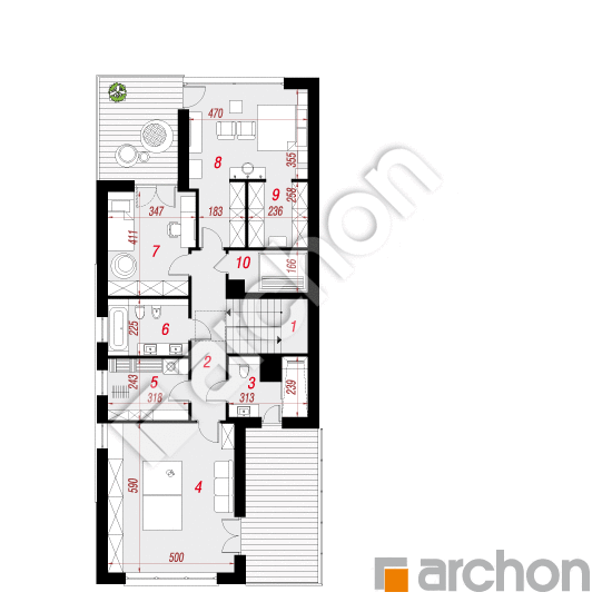 Проект дома ARCHON+ Дом в топинамбурах (Г2А) План першого поверху