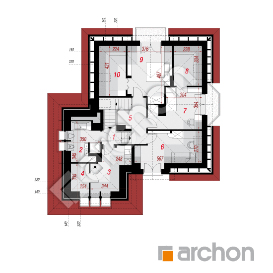 Проект будинку ARCHON+ Будинок під каркасом вер.2 План мансандри