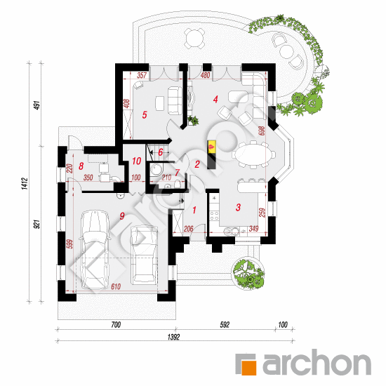 Проект дома ARCHON+ Дом в целтисах вер. 2 План першого поверху