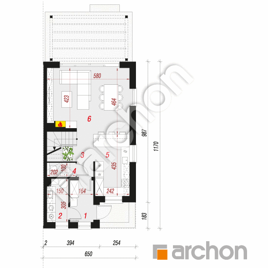 Проект дома ARCHON+ Дом под гинко 26 (Б) План першого поверху