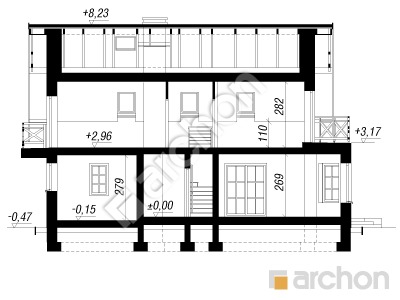 Проект дома ARCHON+ Дом в скальниках 3 вер.2 Розріз будинку