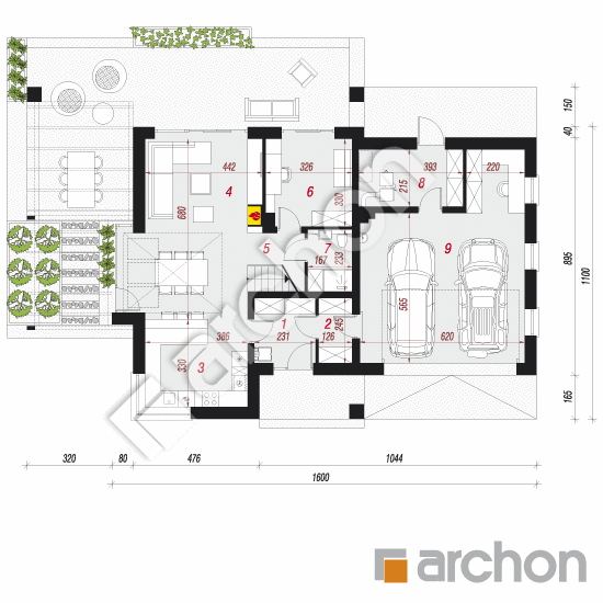 Проект дома ARCHON+ Дом в аморфах 2 (Г2) План першого поверху