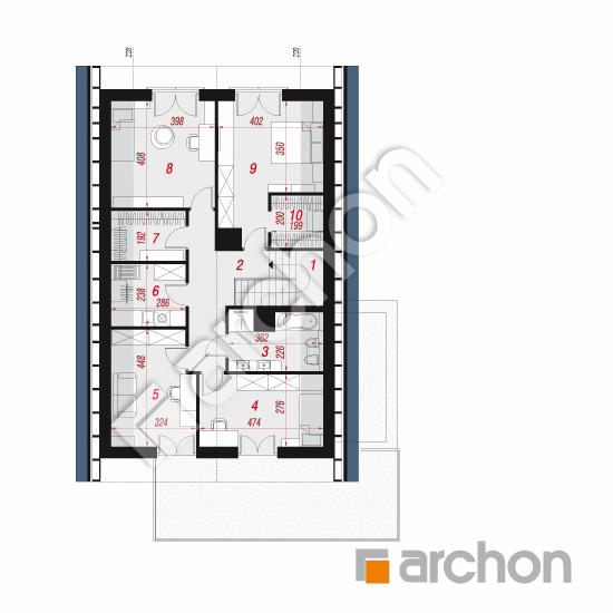 Проект дома ARCHON+ Дом в купене 2 (Г2) План мансандри
