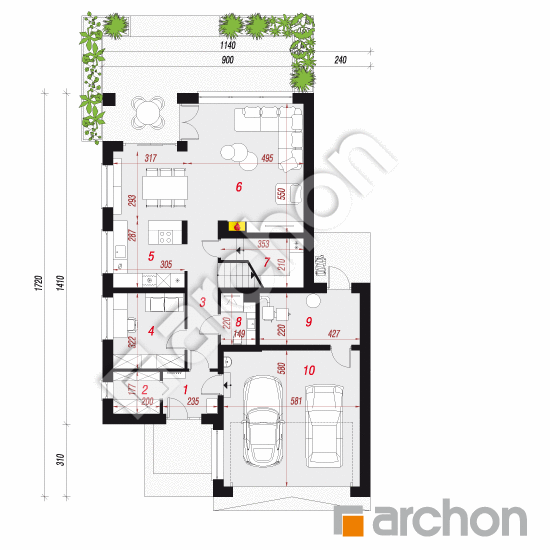 Проект дома ARCHON+ Дом в купене 2 (Г2) План першого поверху