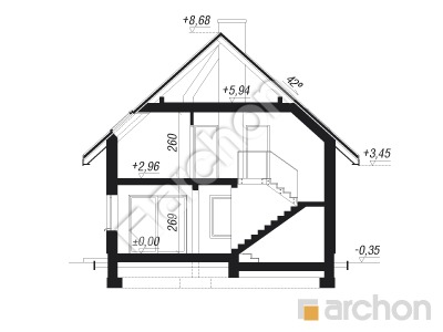 Проект дома ARCHON+ Дом в купене 2 (Г2) Розріз будинку
