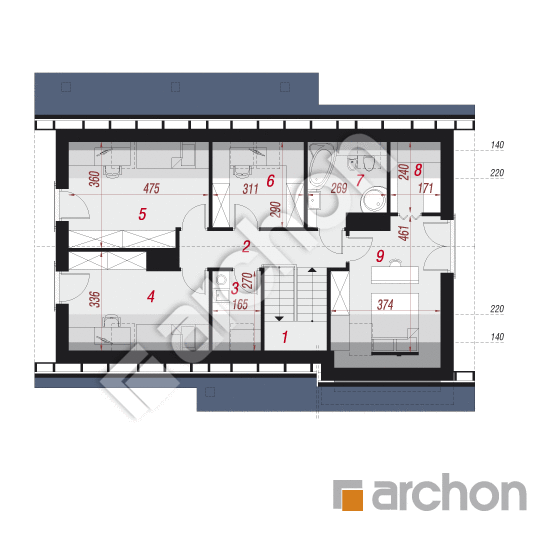 Проект дома ARCHON+ Дом в журавках 4 (Т) План мансандри