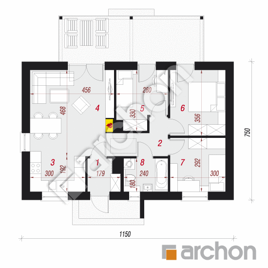 Проект дома ARCHON+ Дом в коручках 6 План першого поверху