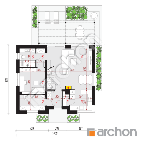 Проект дома ARCHON+ Дом в аммобиуме 2 План першого поверху
