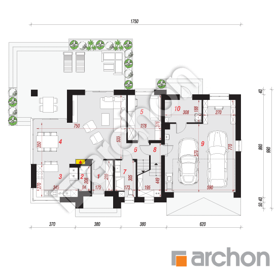 Проект будинку ARCHON+ Будинок в сливах 2 (Г2Е) План першого поверху
