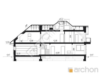 Проект дома ARCHON+ Дом в сливах 2 (Г2Е) Розріз будинку