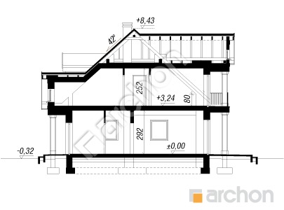Проект дома ARCHON+ Дом в астрах вер.2 Розріз будинку