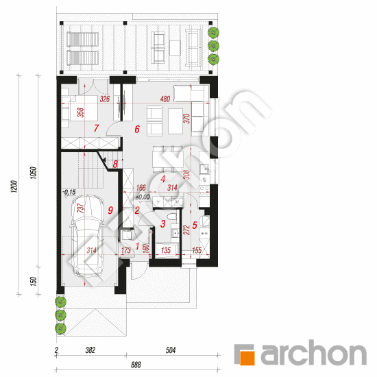 Проект будинку ARCHON+ Будинок в нарцисах 7 (Б) План першого поверху