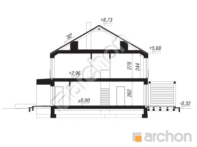 Проект дома ARCHON+ Дом в нарциссах 7 (Б) Розріз будинку