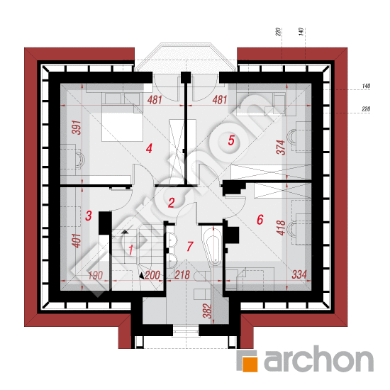 Проект будинку ARCHON+ Будинок в полуниці вер. 2 План мансандри
