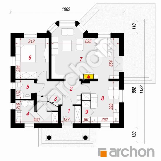 Проект будинку ARCHON+ Будинок в полуниці вер. 2 План першого поверху
