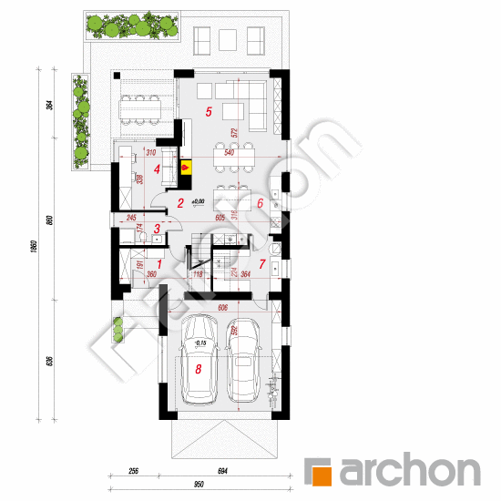 Проект будинку ARCHON+ Будинок в ковилах 2 (Г2) План першого поверху