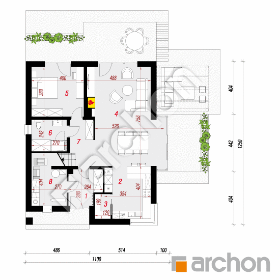 Проект дома ARCHON+ Дом в гортензиях 2 План першого поверху
