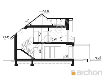 Проект дома ARCHON+ Дом в гортензиях 2 Розріз будинку