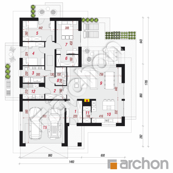 Проект дома ARCHON+ Дом в видличках 3 (Г2) План першого поверху