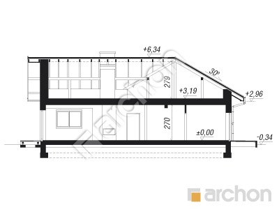 Проєкт будинку ARCHON+ Будинок у відличках 3 (Г2) Розріз будинку