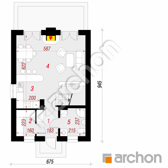 Проект дома ARCHON+ Дом в сон-траве (А) План першого поверху
