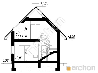 Проєкт будинку ARCHON+ Будинок в сон-траві (А) Розріз будинку