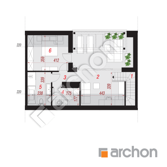 Проект будинку ARCHON+ Будинок в халезіях 6 (Р2С) План мансандри