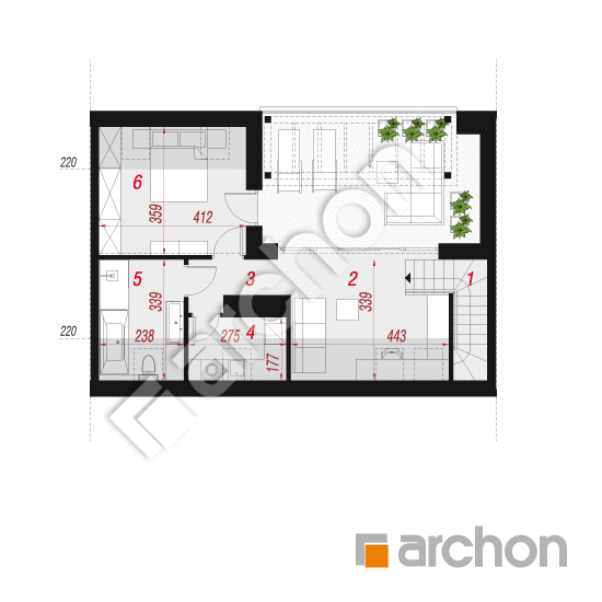 Проект дома ARCHON+ Дом в халезиях 6 (Р2С) План мансандри