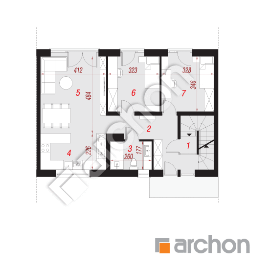 Проект будинку ARCHON+ Будинок в халезіях 6 (Р2С) План першого поверху