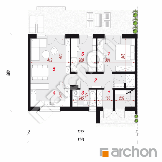 Проект дома ARCHON+ Дом в халезиях 6 (Р2С) План першого поверху