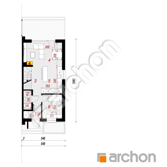 Проект дома ARCHON+ Дом в ривиях 18 (Б) План першого поверху