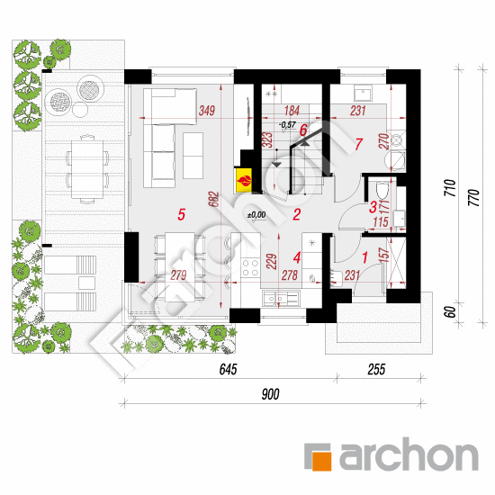 Проект дома ARCHON+ Дом в мотыльках 2 План першого поверху